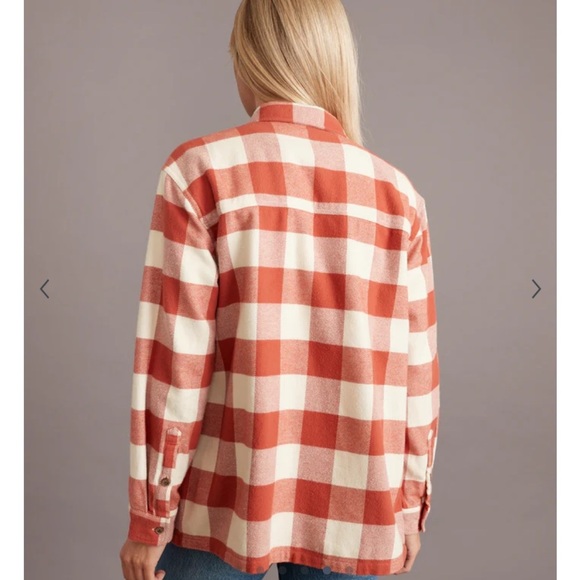 Marine Layer Riley‎ Overshirt in Rust/Cream size extra small - Picture 5 of 9